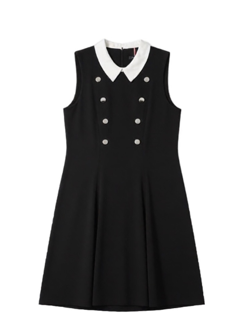 Tommy Hilfiger Classic Black Sleeveless Dress with White Collar